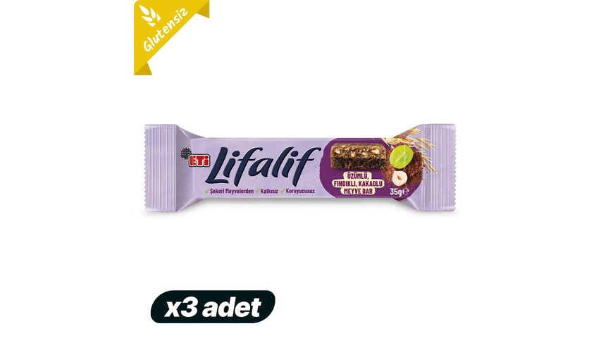 3x Eti Lifalif Raisin & Hazelnut & Cocoa Fruit Bar Bundle