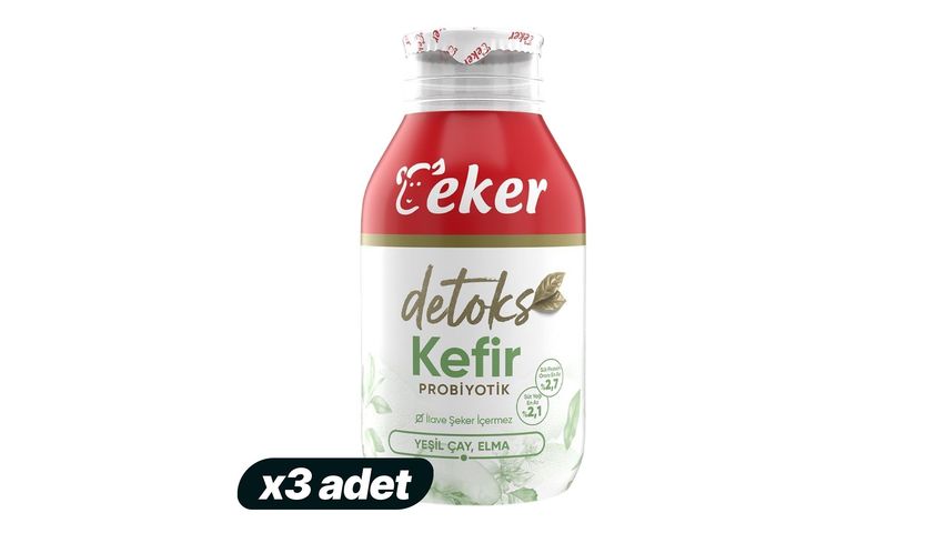 3x Eker Green Tea & Apple Probiotic Kefir 290 ml Bundle