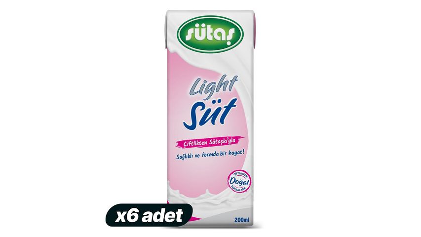 6'lı Sütaş Light Süt 200 ml Paketi