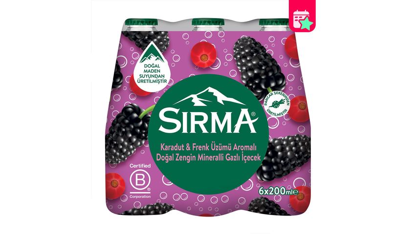 Sırma Blackberry & Redcurrant Flavored Natural Mineral Water with Vitamin B 6 x 200 ml