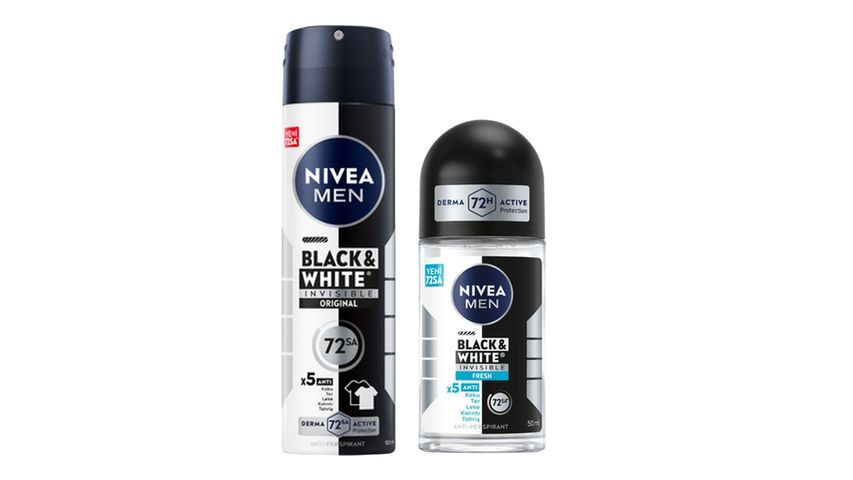 NIVEA MEN Black & White Invisible 150 ml Spray & Roll-On Set Bundle