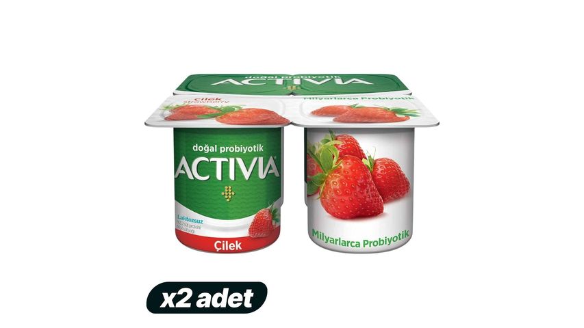 2x Activia Probiotic Strawberry Yogurt 4 x 100 g Bundle