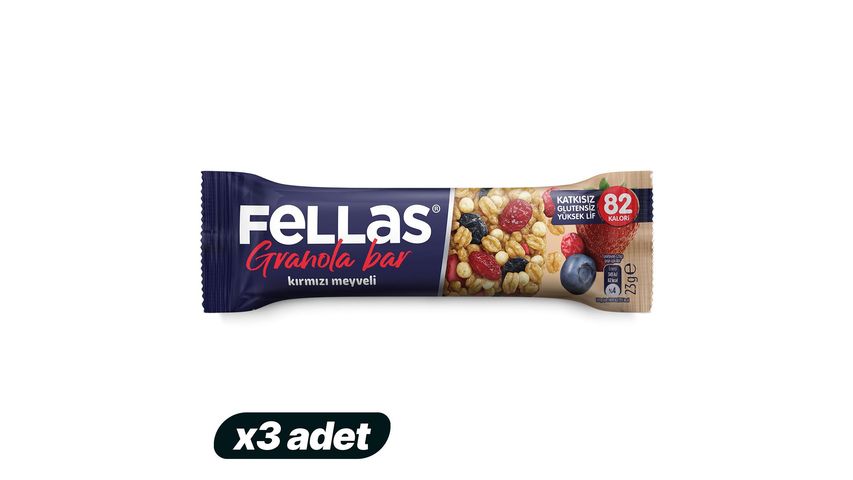 3'lü Fellas Kırmızı Meyveli Granola Bar 23 g Paketi