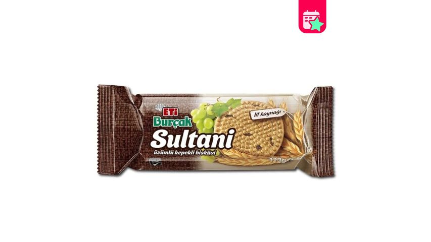 Eti Burçak Whole Wheat Biscuit with Sultana Raisins 123 g