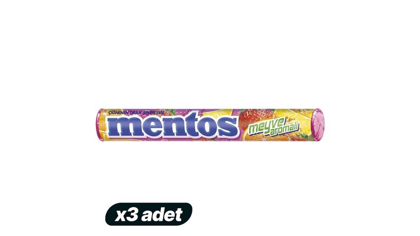 3 x Mentos Fruit Flavored Chewy Dragee Candy 37.5 g Bundle