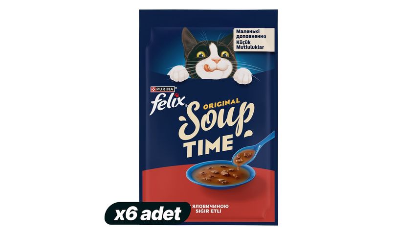 6x Felix Cat Soup Beef 48 g Bundle