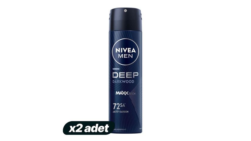 2x NIVEA MEN Deep Dimension Active Charcoal Spray Deodorant 150 ml Bundle