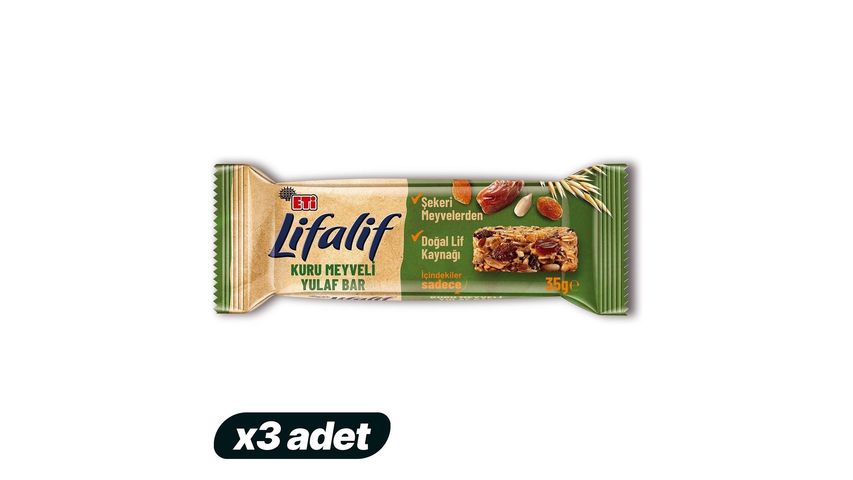 3'lü Eti Lifalif Kuru Meyveli Bar 35 g Paketi