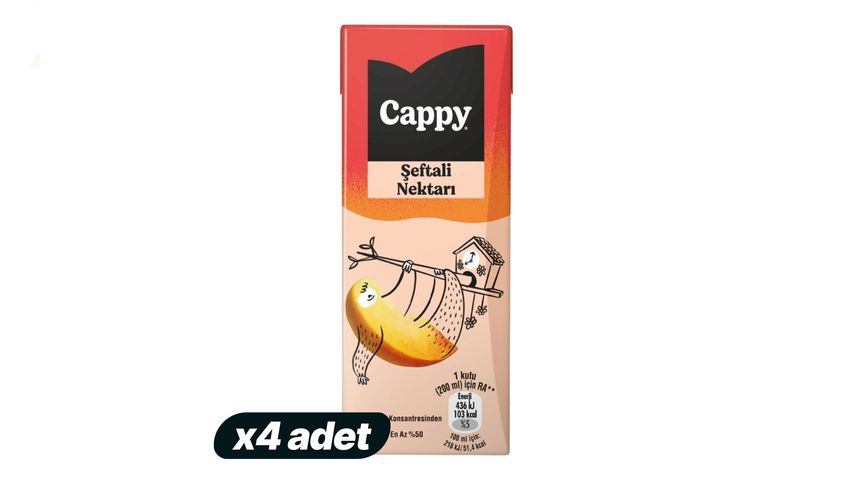 4'lü Cappy Seftali Nektari Meyve Suyu 200 ml Paketi