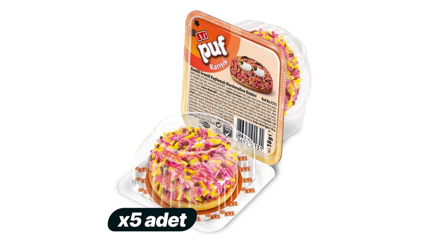 5'li Eti Puf Renkli Bisküvi Paketi