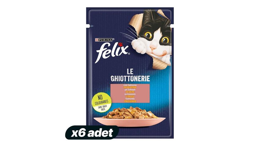 6'lı Felix Somonlu Yaş Kedi Maması 85 g Paketi