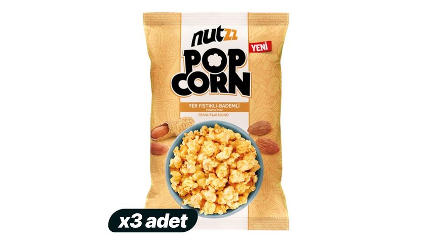 3x Nutzz Peanut & Almond Popcorn 85 g Bundle