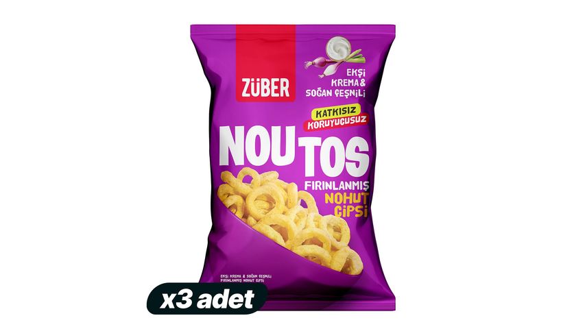 3’lü Züber Noutos Ekşi Krema & Soğan Nohut Cips 55 g Paketi