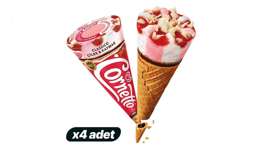 4x Algida Cornetto Classico Strawberry 120 ml Bundle