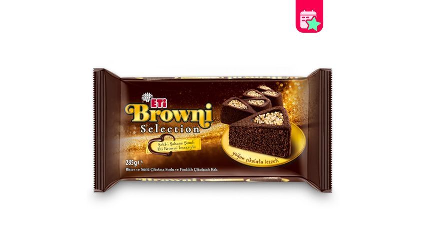 Eti Browni Selection Chocolate Cake with Dark & Milk Chocolate Sauce and Hazelnuts 285 g