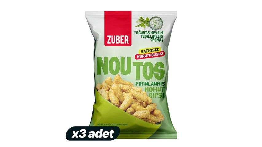 3x Züber Noutos Yogurt & Seasonal Greens Chickpea Chips 55 g Bundle
