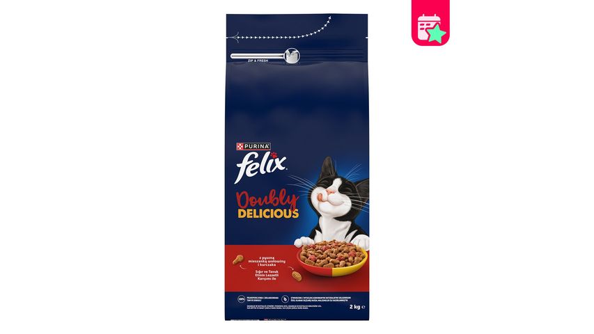 Felix Doubly Delicious Double Flavor Beef Dry Cat Food 2 kg