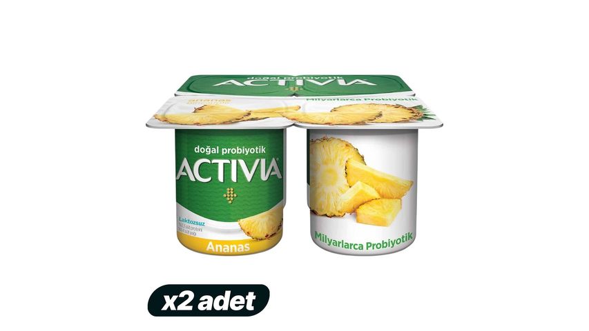 2'li Activia Probiyotik Ananaslı Yoğurt 4 x 100 g Paketi