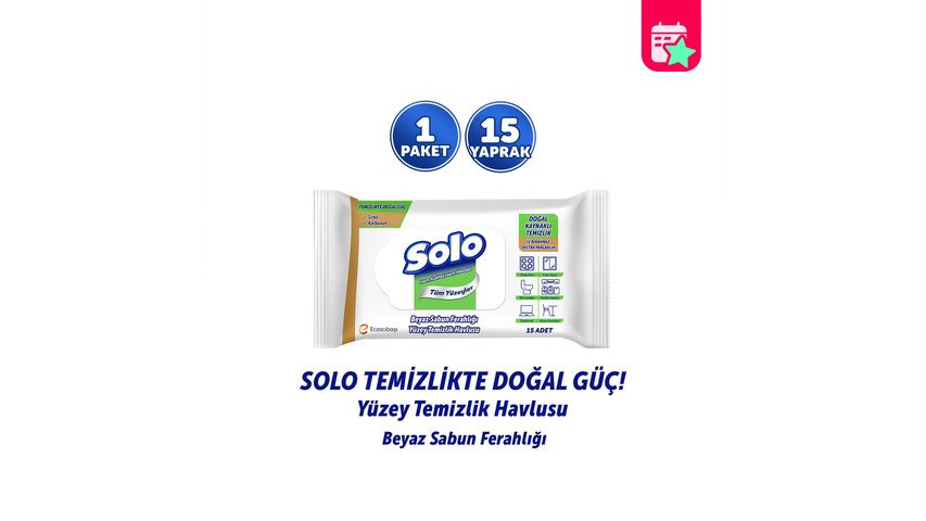 Solo White Soap Scented Travel Surface Cleaning Wipes 15-Pack
