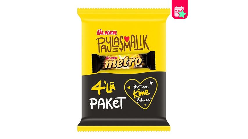 Ülker Metro Coated Caramel Nougat Bar 4-pack 144 g