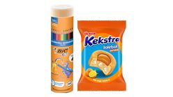 BIC Metal Tube Colored Pencils 24+1 Colors & Ülker Kekstra Jölebol Orange Cake Bundle
