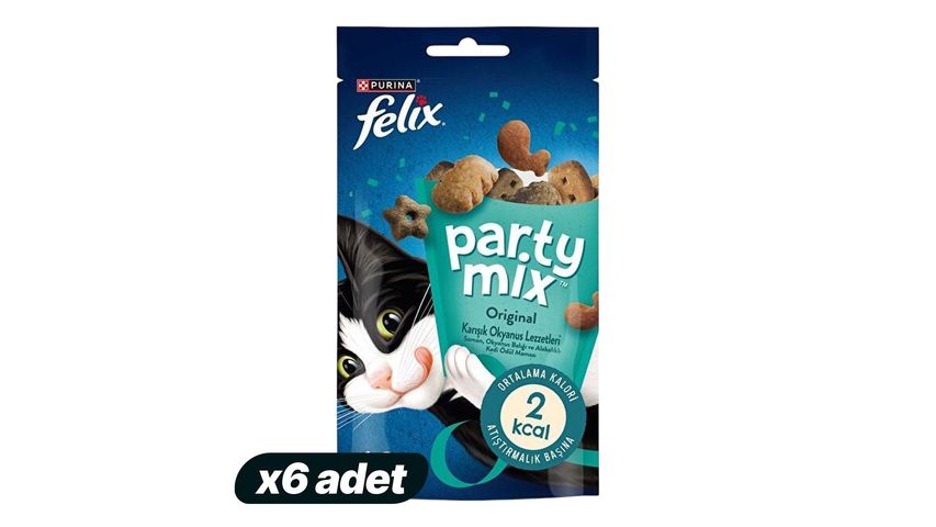 6x Felix Party Mix Ocean Flavors Mixed Cat Treats 60 g Bundle