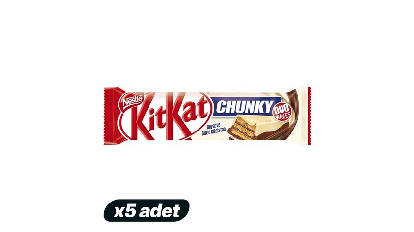 5'li Nestle Kitkat Chunky Duo Beyaz Ve Sütlü Çikolatalı Gofret Paketi