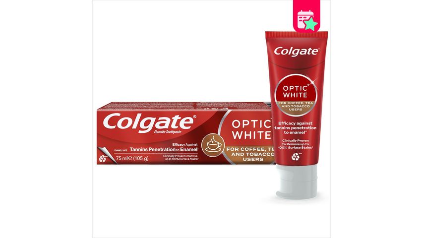 Colgate Optic White Whitening Toothpaste for Coffee, Tea & Tobacco Users 75 ml