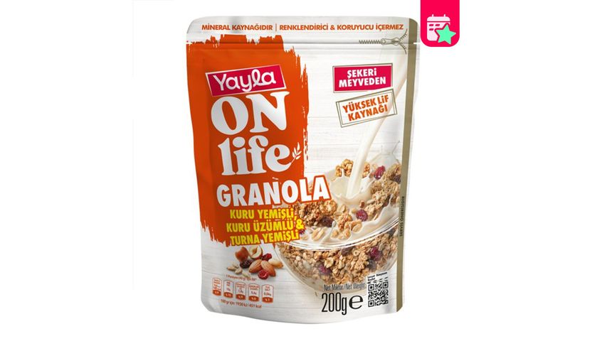 Yayla Onlife Mixed Nut Raisin & Cranberry Granola 200 g