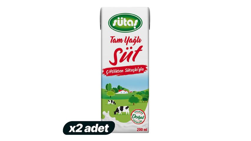 2x Sütaş Whole Milk 200 ml Bundle