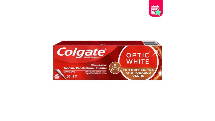 Colgate Optic White Whitening Toothpaste for Coffee, Tea and Tobacco Users 50 ml
