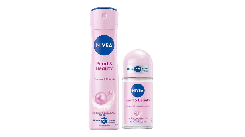 NIVEA Women's Pearl & Beauty Deo and Roll-On Set Bundle