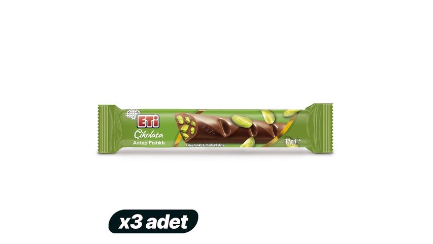 3x Eti Long Pistachio Milk Chocolate 17 g Bundle