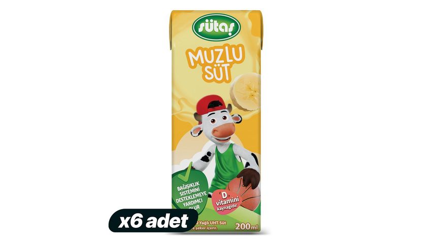 6x Sütaş Vitamin D Banana Milk 200 ml Bundle