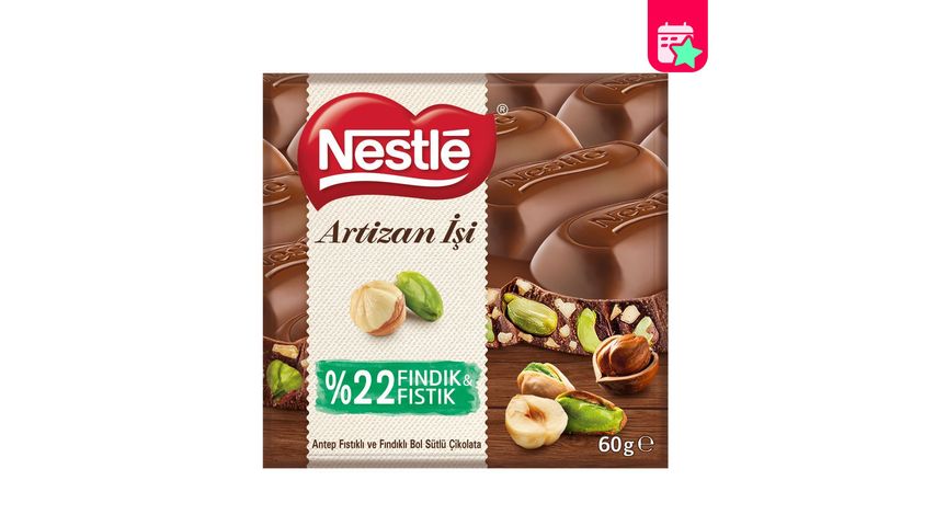 Nestlé Artisan Pistachio & Hazelnut Creamy Milk Chocolate 60 g