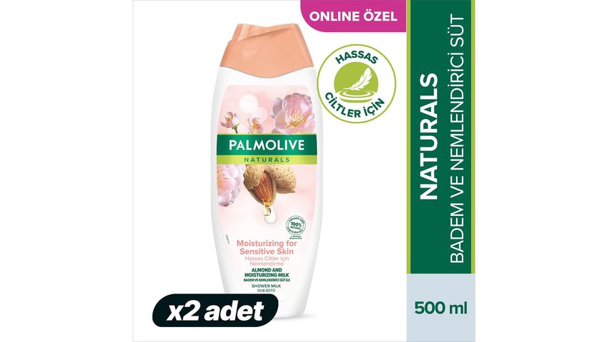 2'li Palmolive Naturals Badem ve Nemlendirici Süt İle Hassas Ciltler İçin Duş Jeli 500 ml Paketi