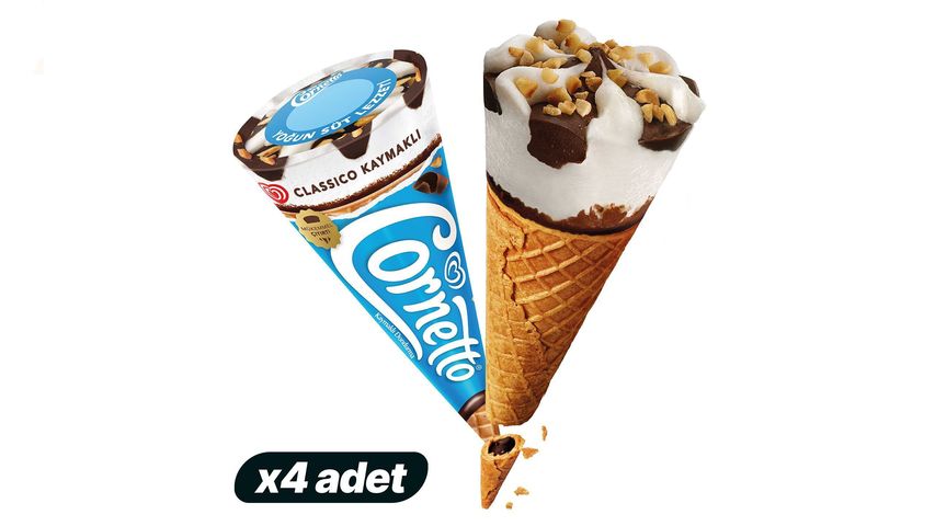 4'lü Algida Cornetto Classico Kaymaklı 125 ml Paketi