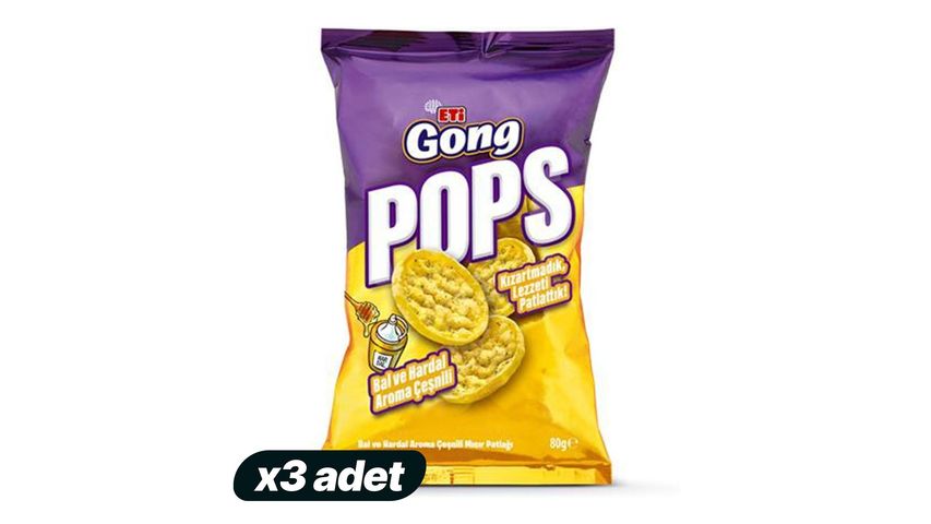 3x Eti Gong Pops Honey Mustard 80 g Bundle