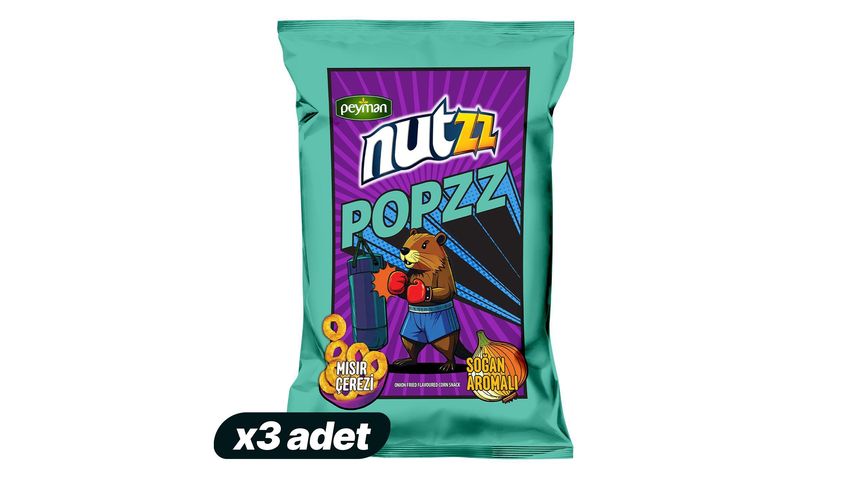 3'lü Nutzz Popzz Soğan Aromalı Mısır Çerezi 90 g Paketi