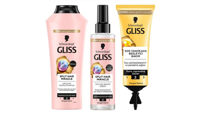 Gliss Split Hair Miracle 3-Step Split End Repair & Strengthening Set Bundle