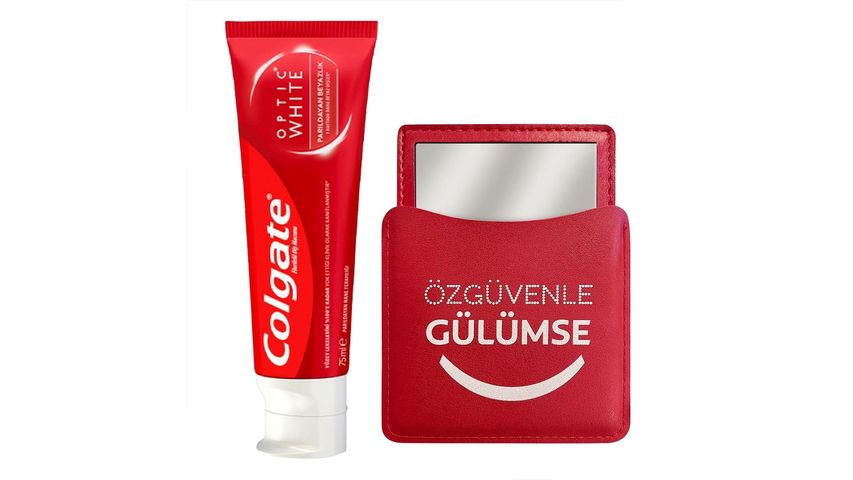 Colgate Optic White Parıldayan Beyazlık Beyazlatıcı Diş Macunu 75 ml & Gülümseme Aynası Paketi