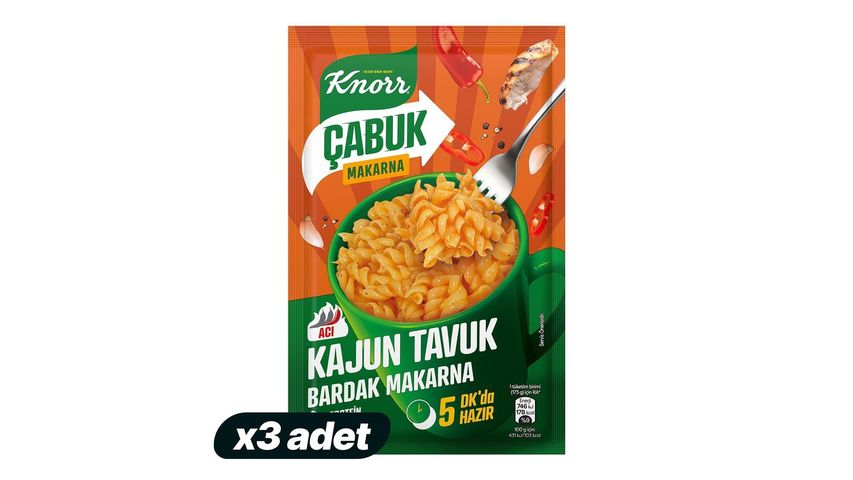 3x Knorr Instant Cajun Chicken Cup Pasta Bundle