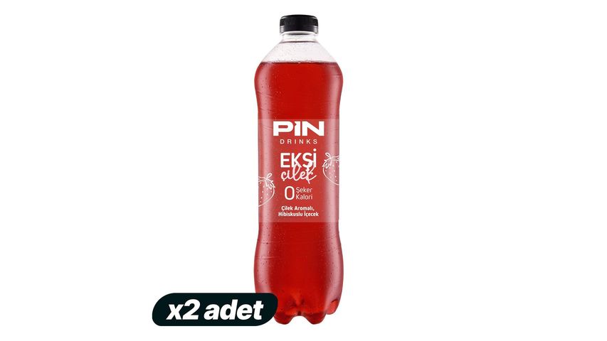 2'li Pin Ekşi Çilek Aromalı Hibiscuslu İçecek 1 L Paketi