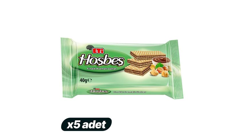 5x Eti Hoşbeş Hazelnut Cream Wafer 40 g Bundle