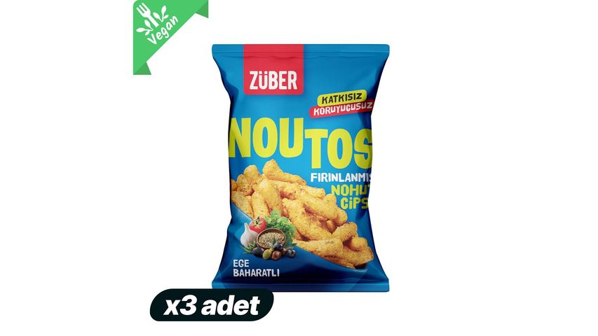 3'lü Züber Noutos Ege Baharatlı Fırınlanmış Nohut Cipsi 55 g Paketi