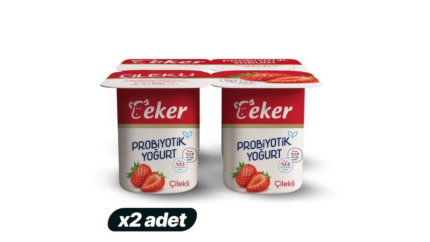 2x Eker Strawberry Probiotic Yogurt 4 x 100 g Bundle