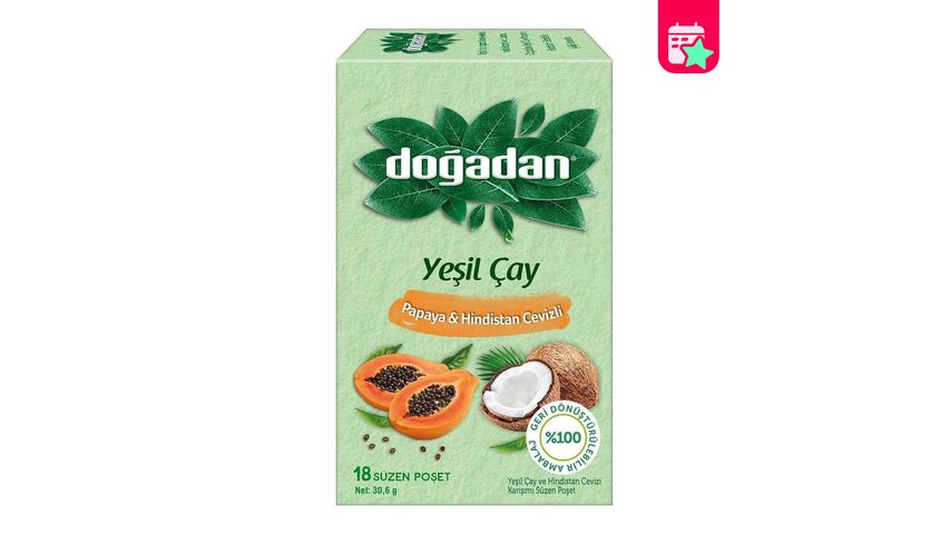 Doğadan Papaya & Coconut Flavored Green Tea 18 Bags