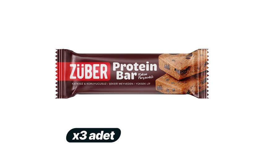 3x Züber Cocoa Chips Protein Bar 35 g Bundle