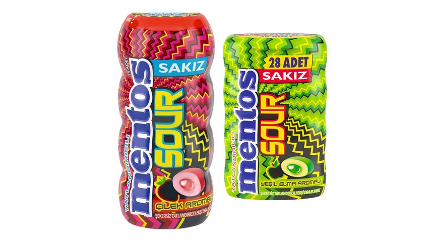 Mentos Gum Çilek & Elma Aromalı Sakız Paketi