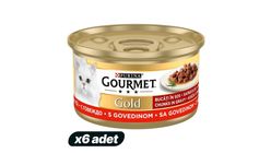 6'lı Purina Gourmet Gold Parça Etli ve Soslu Sığır Etli Yaş Kedi Maması 85 g Paketi
